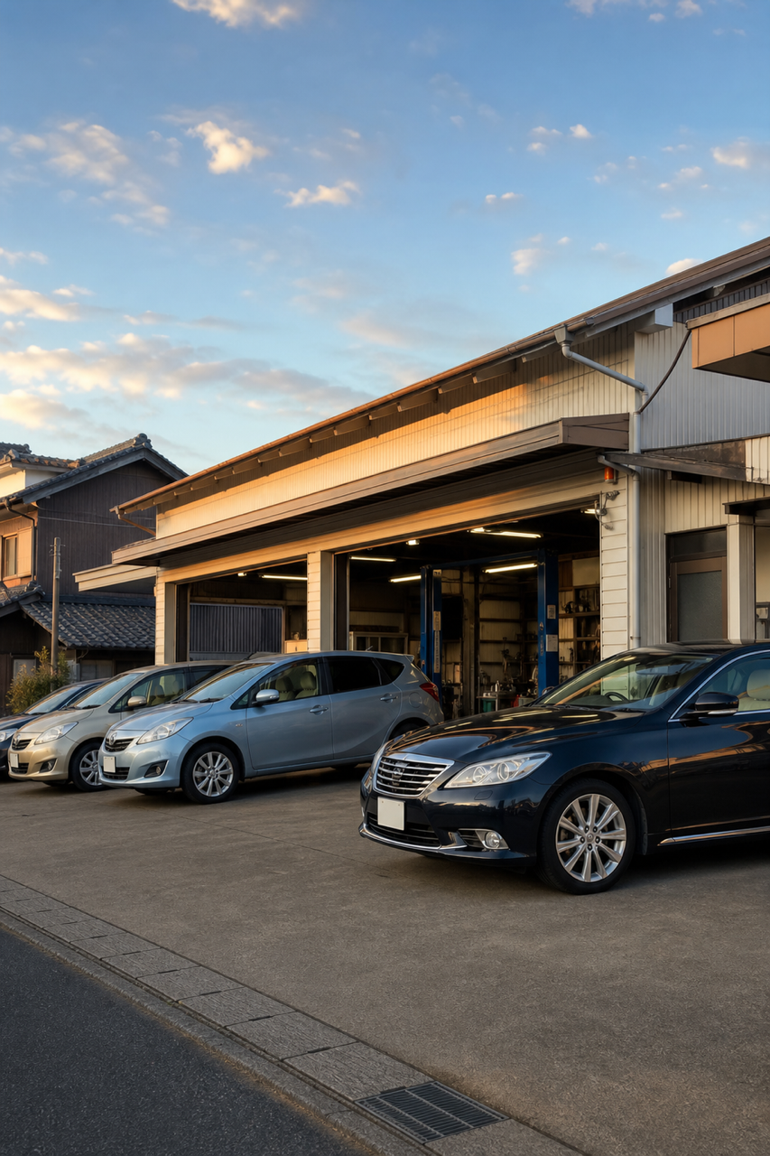 整備工場の外観